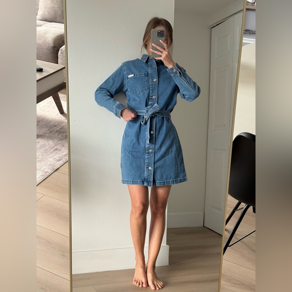 Calvin Klein Long Sleeve Denim Dress